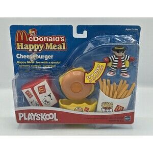 2000 VINTAGE HASBRO PLAYSKOOL MCDONALD'S CHEESEBURGER HAPPY MEAL PLAY SET WORKS!